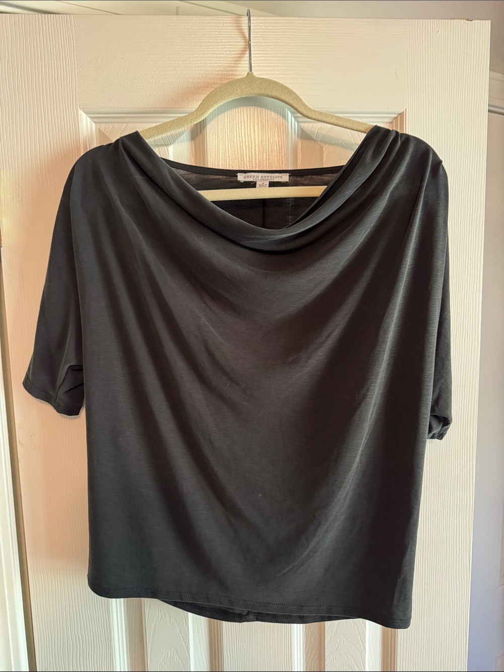 Draped Neck Black Top